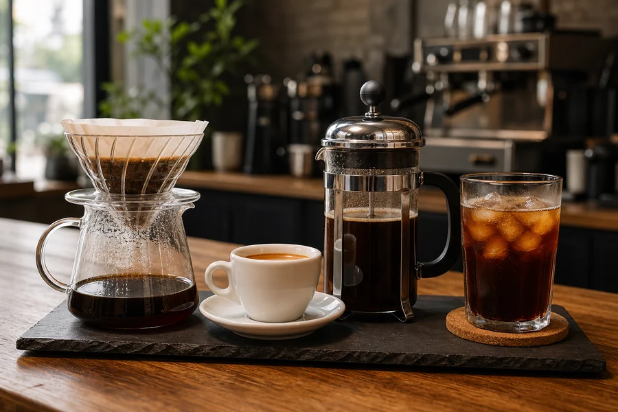Métodos de preparación de café sobre una barra